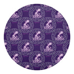 Purple Aquarius Zodiac Pattern Print Round Blanket