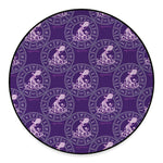 Purple Aquarius Zodiac Pattern Print Round Floor Mat