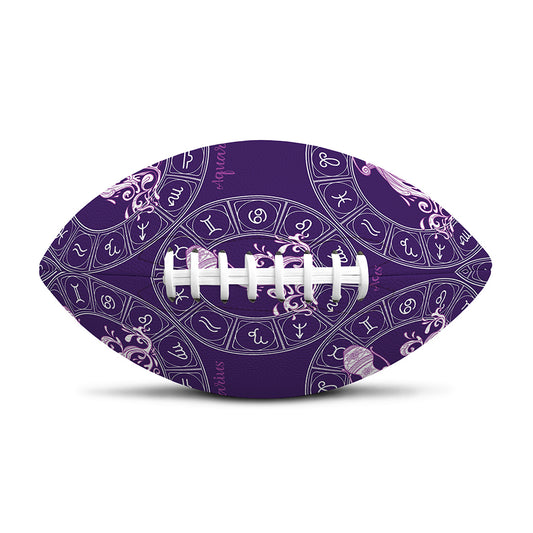 Purple Aquarius Zodiac Pattern Print Rugby Ball