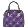 Purple Aquarius Zodiac Pattern Print Shoulder Handbag