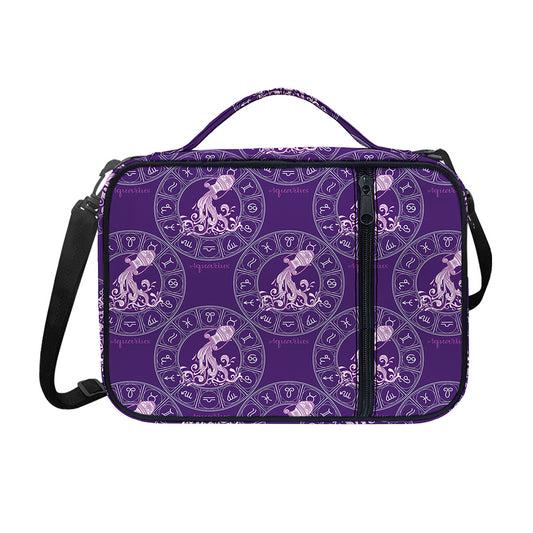 Purple Aquarius Zodiac Pattern Print Shoulder Strap Bible Bag