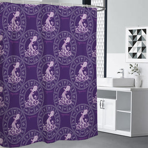 Purple Aquarius Zodiac Pattern Print Shower Curtain