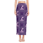 Purple Aquarius Zodiac Pattern Print Side Slit Maxi Skirt