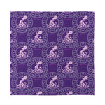 Purple Aquarius Zodiac Pattern Print Silk Bandana