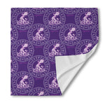 Purple Aquarius Zodiac Pattern Print Silk Bandana