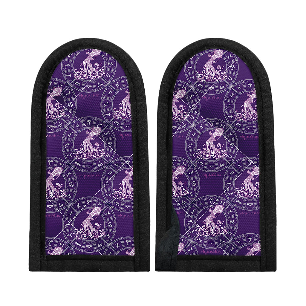 Purple Aquarius Zodiac Pattern Print Skillet Handle Cover
