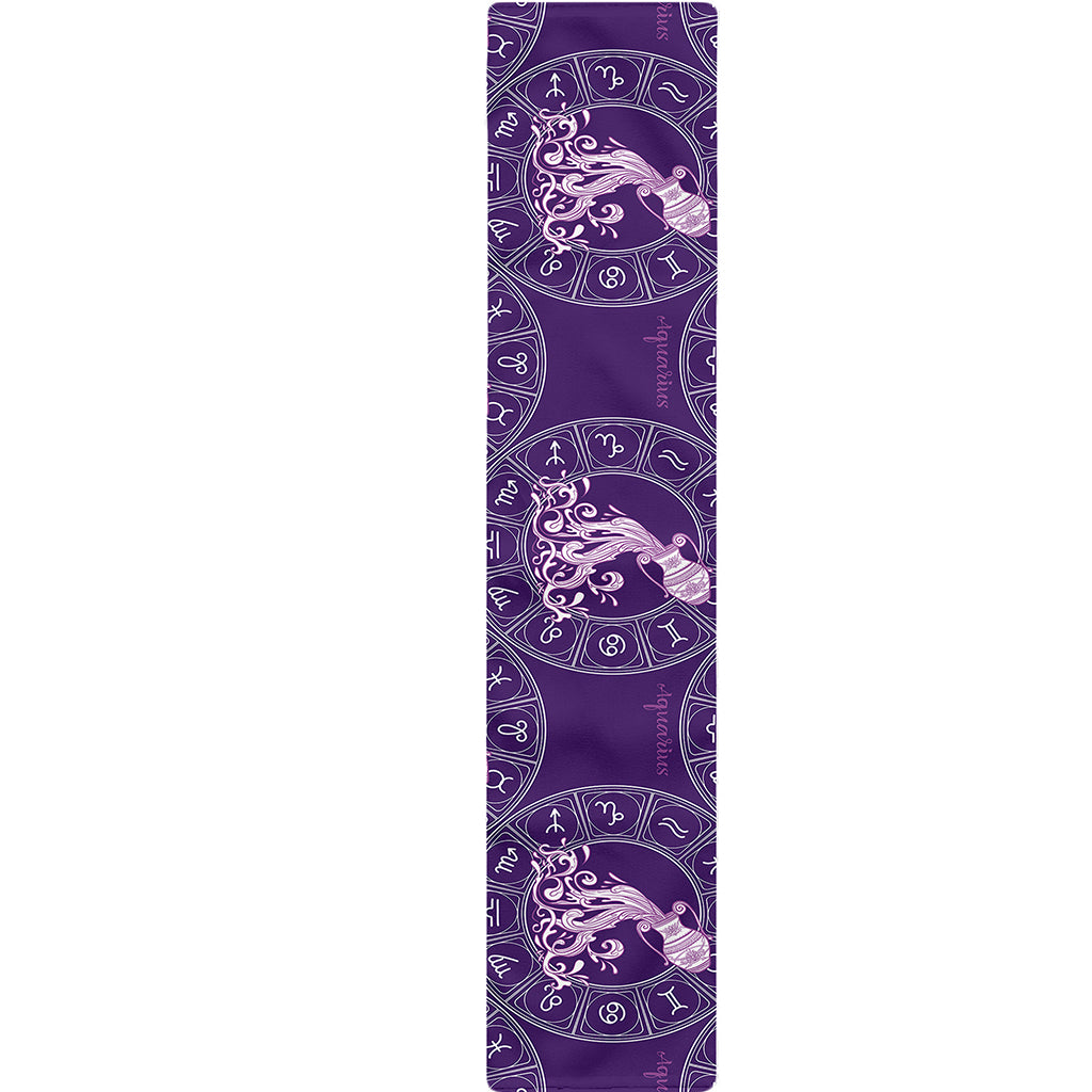 Purple Aquarius Zodiac Pattern Print Table Runner