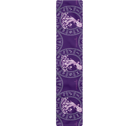 Purple Aquarius Zodiac Pattern Print Table Runner