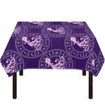 Purple Aquarius Zodiac Pattern Print Tablecloth