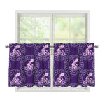 Purple Aquarius Zodiac Pattern Print Tier Curtains