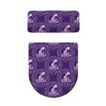 Purple Aquarius Zodiac Pattern Print Toilet Lid And Tank Cover Set