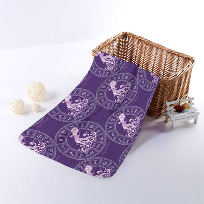 Purple Aquarius Zodiac Pattern Print Towel