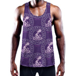 Purple Aquarius Zodiac Pattern Print Training Tank Top