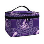 Purple Aquarius Zodiac Pattern Print Travel Makeup Bag