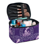 Purple Aquarius Zodiac Pattern Print Travel Makeup Bag