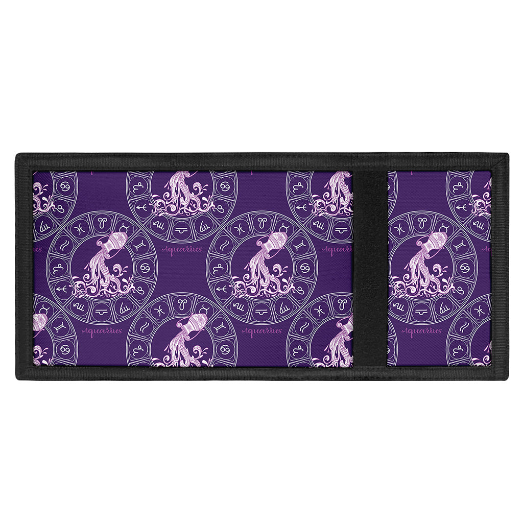 Purple Aquarius Zodiac Pattern Print Trifold Wallet