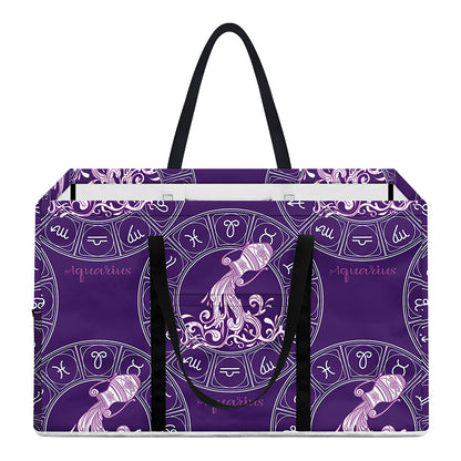 Purple Aquarius Zodiac Pattern Print Utility Tote Bag