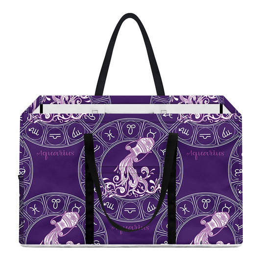 Purple Aquarius Zodiac Pattern Print Utility Tote Bag