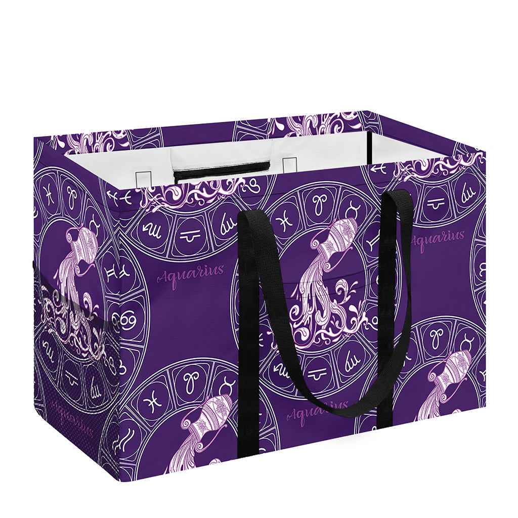 Purple Aquarius Zodiac Pattern Print Utility Tote Bag