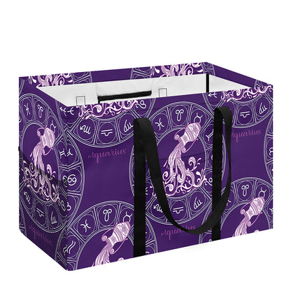 Purple Aquarius Zodiac Pattern Print Utility Tote Bag