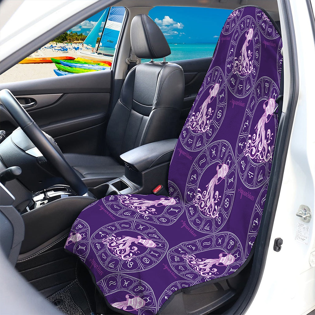 Purple Aquarius Zodiac Pattern Print Waterproof Car Seat Cover