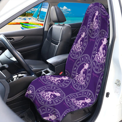 Purple Aquarius Zodiac Pattern Print Waterproof Car Seat Cover