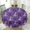 Purple Aquarius Zodiac Pattern Print Waterproof Round Tablecloth