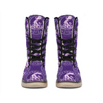 Purple Aquarius Zodiac Pattern Print Winter Boots