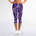 Purple Aquarius Zodiac Pattern Print Women's Capri Leggings