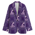 Purple Aquarius Zodiac Pattern Print Women's Cotton Blazer