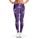 Purple Aquarius Zodiac Pattern Print Women's Leggings