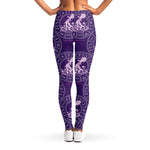 Purple Aquarius Zodiac Pattern Print Women's Leggings