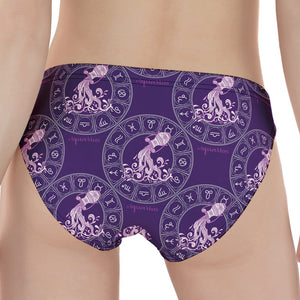 Purple Aquarius Zodiac Pattern Print Women's Panties