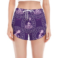 Purple Aquarius Zodiac Pattern Print Women's Split Running Shorts