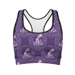 Purple Aquarius Zodiac Pattern Print Women's Sports Bra