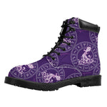 Purple Aquarius Zodiac Pattern Print Work Boots