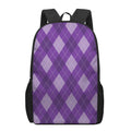 Purple Argyle Pattern Print 17 Inch Backpack