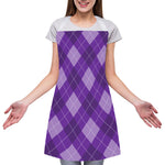 Purple Argyle Pattern Print Adjustable Apron