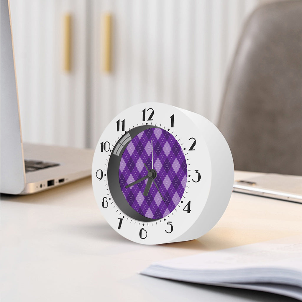 Purple Argyle Pattern Print Alarm Clock