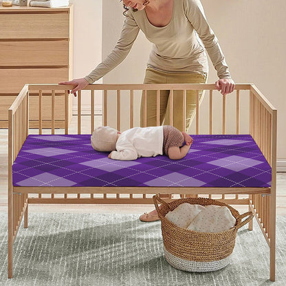 Purple Argyle Pattern Print Baby Crib Sheet