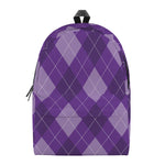 Purple Argyle Pattern Print Backpack