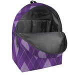 Purple Argyle Pattern Print Backpack