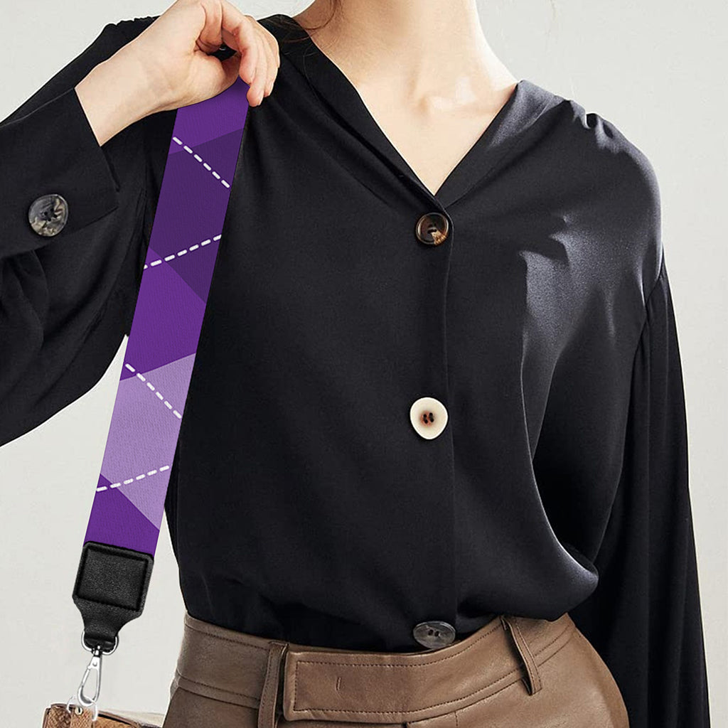 Purple Argyle Pattern Print Bag Strap