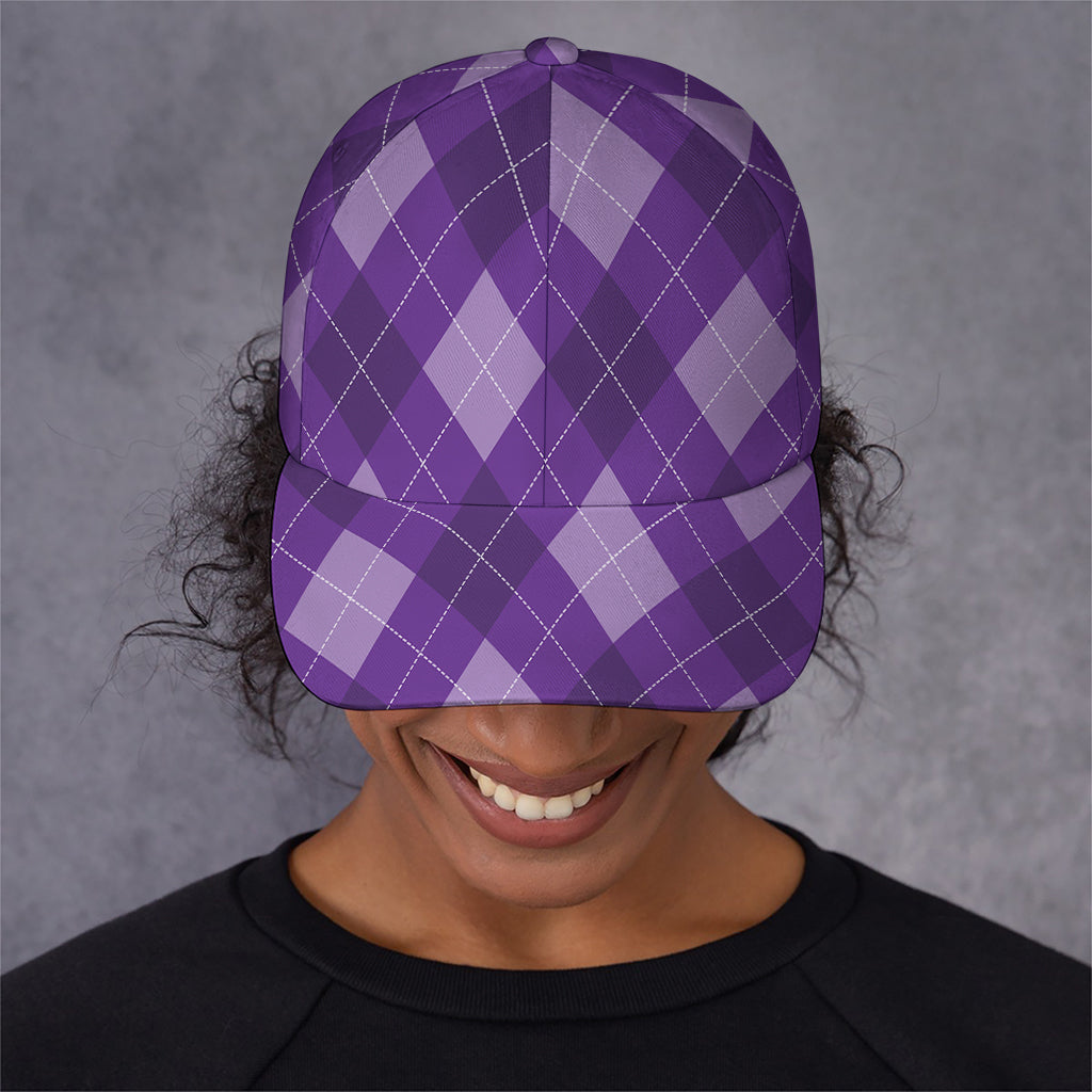 Purple Argyle Pattern Print Baseball Cap