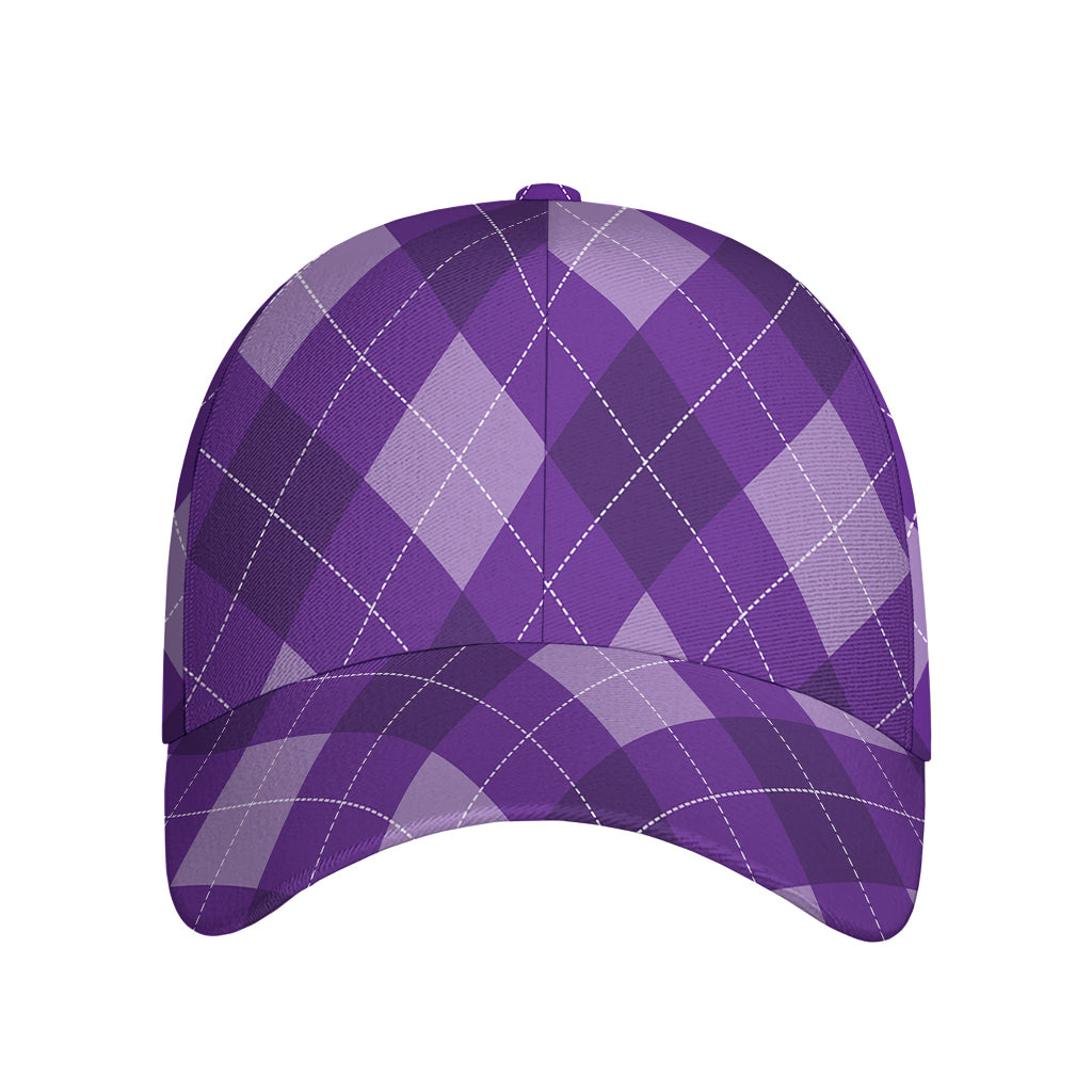 Purple Argyle Pattern Print Baseball Cap