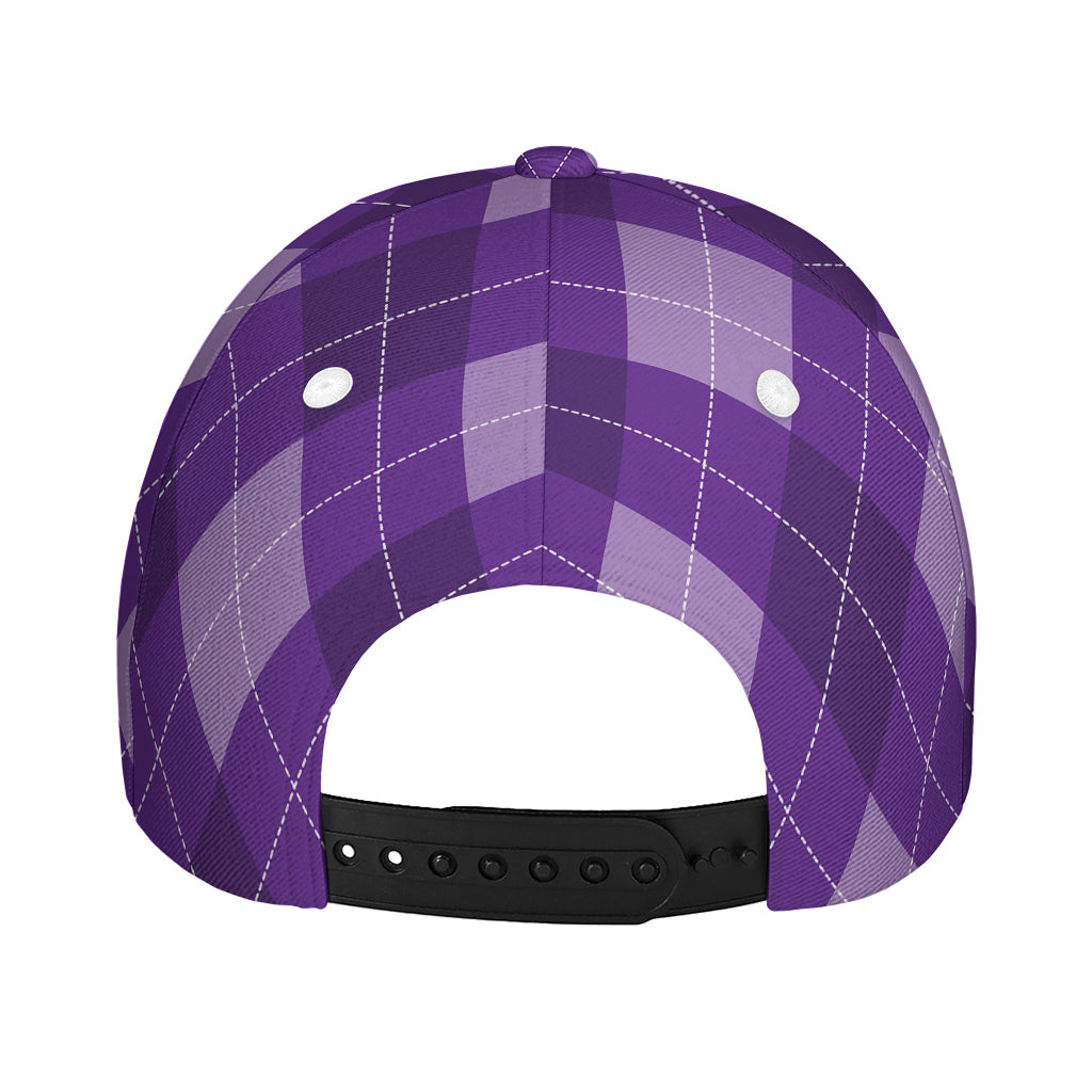 Purple Argyle Pattern Print Baseball Cap