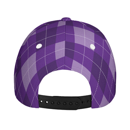 Purple Argyle Pattern Print Baseball Cap