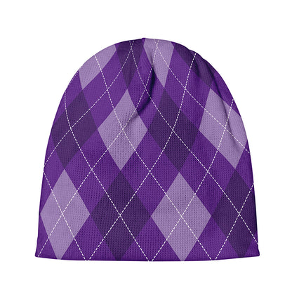 Purple Argyle Pattern Print Beanie