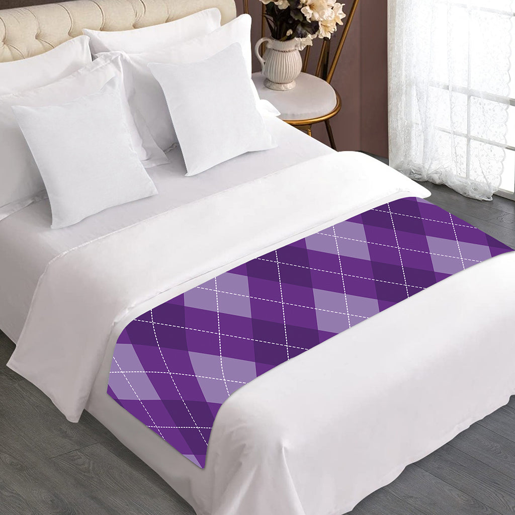 Purple Argyle Pattern Print Bed Runner