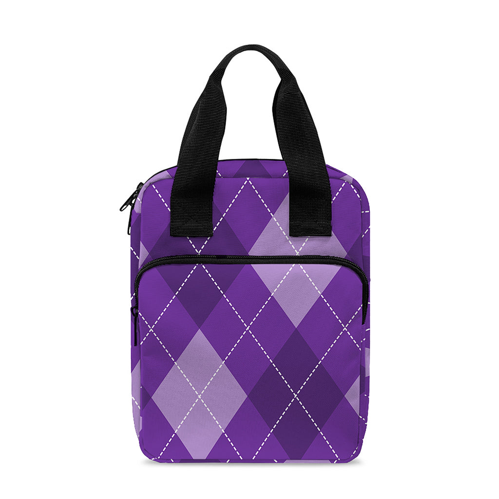 Purple Argyle Pattern Print Bible Tote Bag